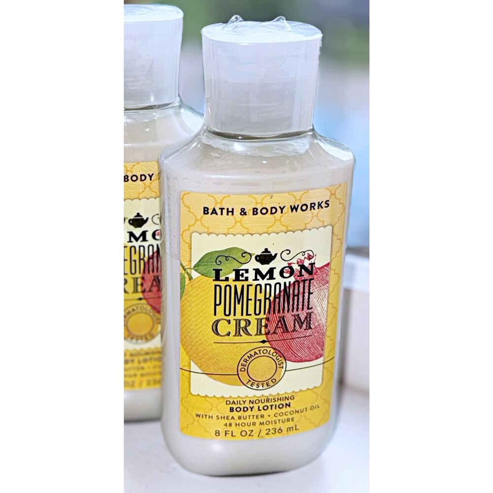 Bath & Body Works 8 oz Lemon Pomegranate Cream Daily Nourishing Body Lotion x3 - Picture 3 of 4